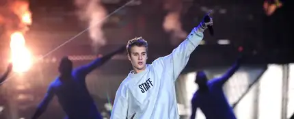 Justin Bieber durante su concierto en Manchester Justin Bieber durante su concierto en Manchester