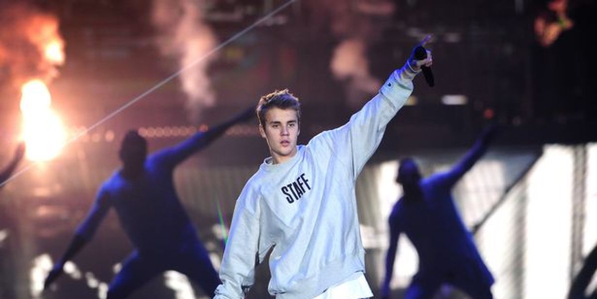 Justin Bieber durante su concierto en Manchester