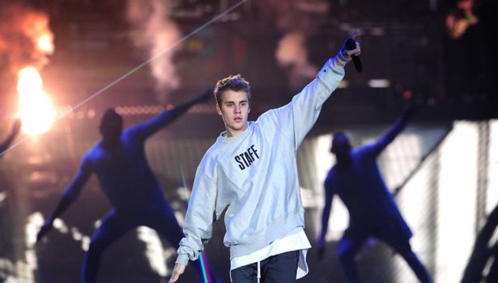 Justin Bieber durante su concierto en Manchester