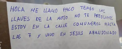 La nota con la que Paco devolvió las llaves a Pedro La nota con la que Paco devolvió las llaves a Pedro