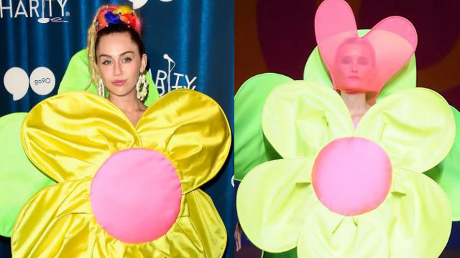 Miley Cyrus con el traje flor de Agatha Ruiz de la Prada