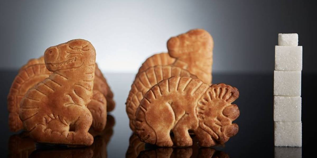 8 galletas Dinosaurus tienen 16,8g de azúcar, lo que equivale a 4,2 terrones.