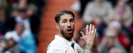 Sergio Ramos lamenta una ocasión fallada contra el Málaga