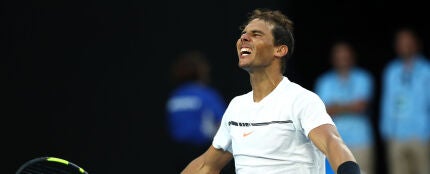 Rafa Nadal celebra su victoria ante Zverev