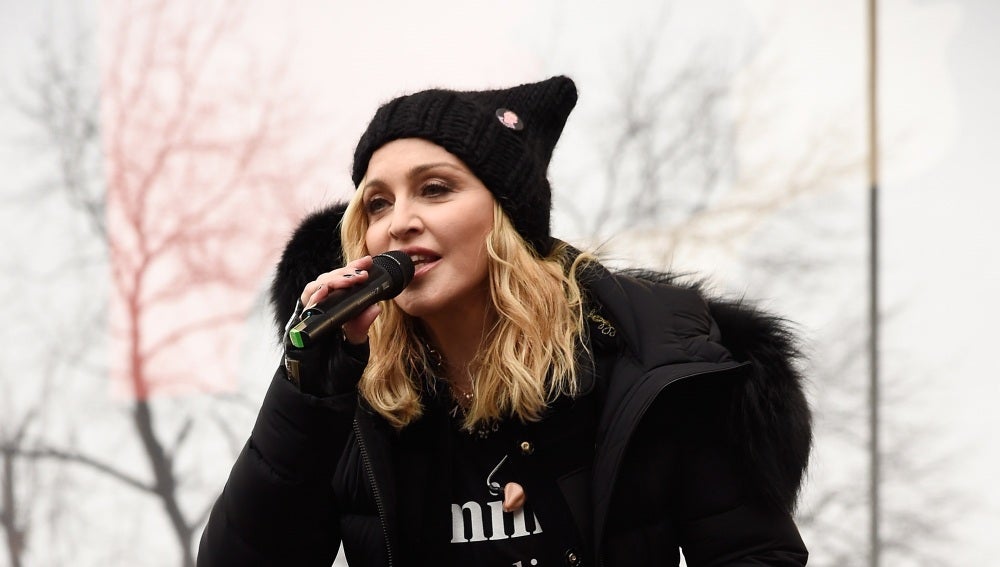 Madonna durante su actuación en la Marcha de las Mujeres contra Trump