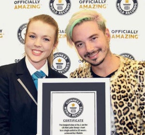 J Balvin recogiendo el título del Récord Guinness por 'Ginza' J Balvin recogiendo el título del Récord Guinness por 'Ginza'