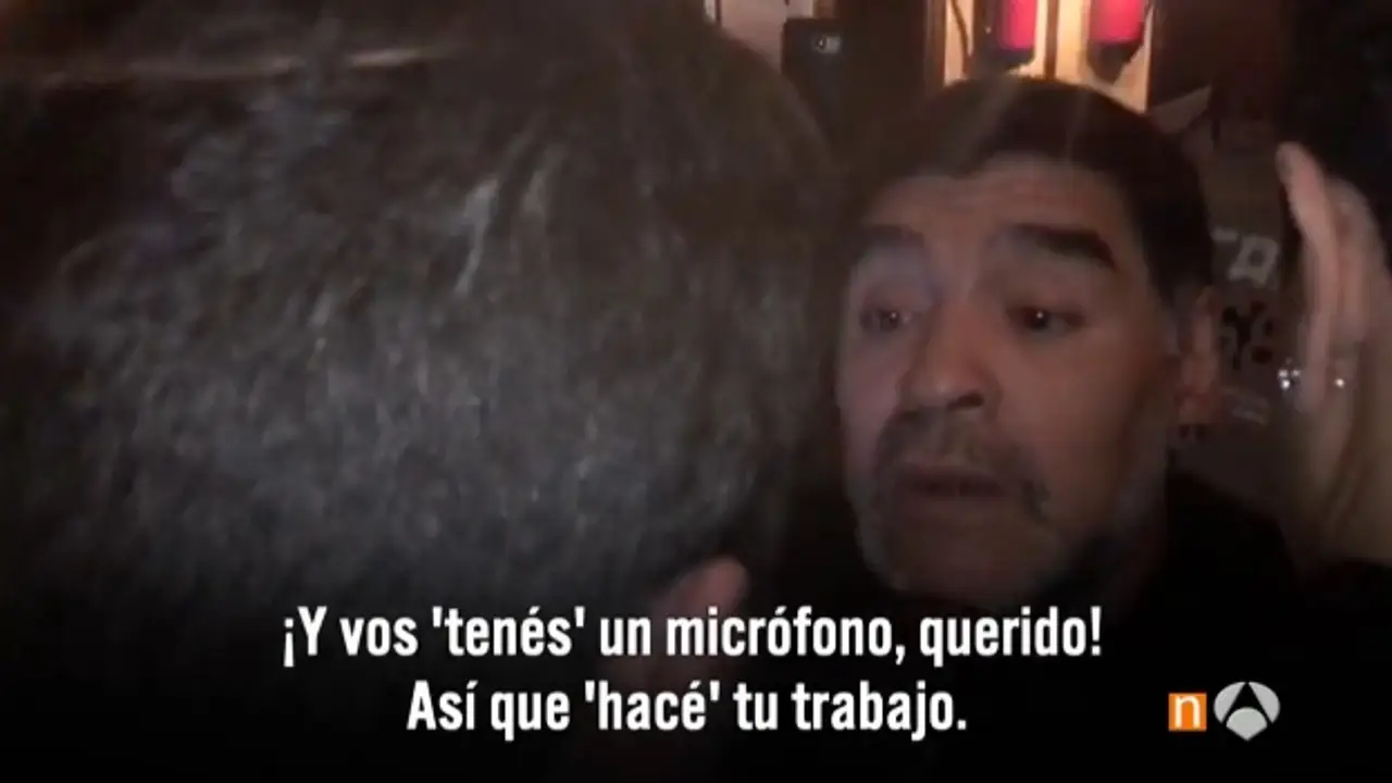 Maradona se encara con un periodista en su hotel en Madrid Maradona se encara con un periodista en su hotel en Madrid