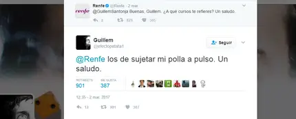 El zasca de Renfe a un usuario que intenta trolearlos El zasca de Renfe a un usuario que intenta trolearlos