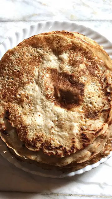 Crepes de harina de cebada y leche de arroz