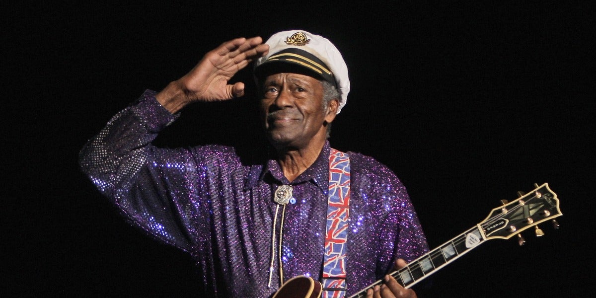 Chuck Berry durante su actuación en 'Les Legendes Du Rock and Roll' (2008)