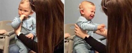 Un bebé sordo llora al escuchar por primera vez la voz de su madre