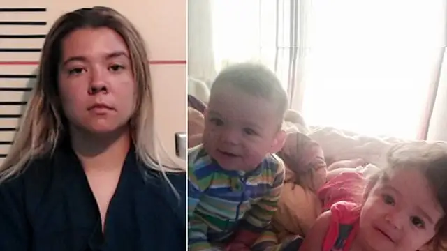 A la izquierda, Cynthia Marie Randolph detenida. A la derecha, los pequeños fallecidos.