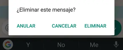 Botón "Anular" de Whatsapp Botón "Anular" de Whatsapp
