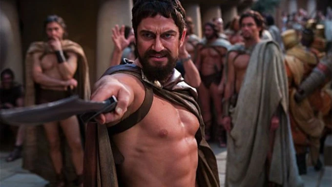 Gerard Butler interpretando a Le&oacute;nidas en '300'