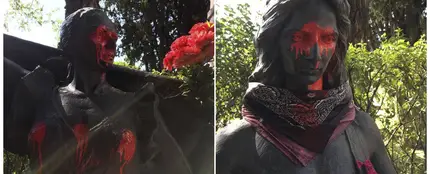 Estatuas de Lola y su hijo Antonio Flores, profanadas Estatuas de Lola y su hijo Antonio Flores, profanadas