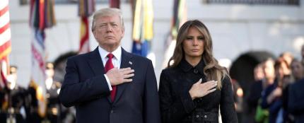 Donald Trump y Melania Trump durante el momento de silencio en recuerdo de las v&iacute;ctimas del 11-S