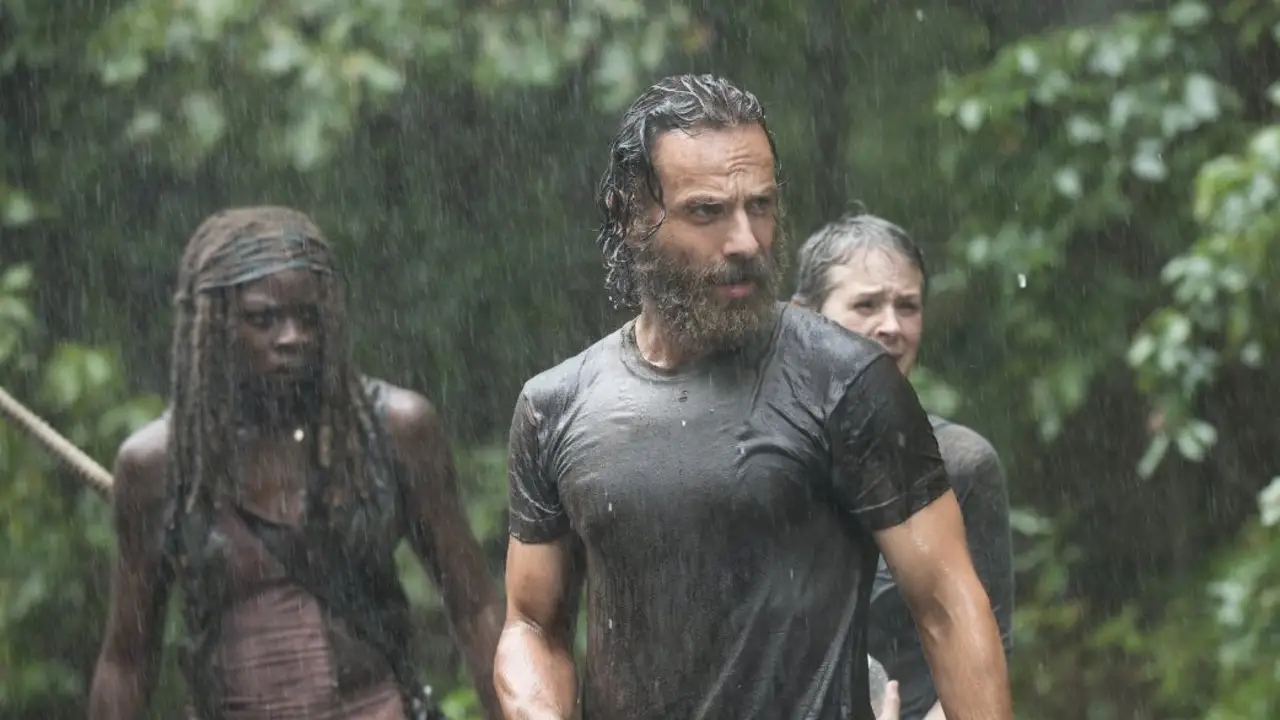 Una imagen mientras llueve en 'The Walking Dead' Una imagen mientras llueve en 'The Walking Dead'