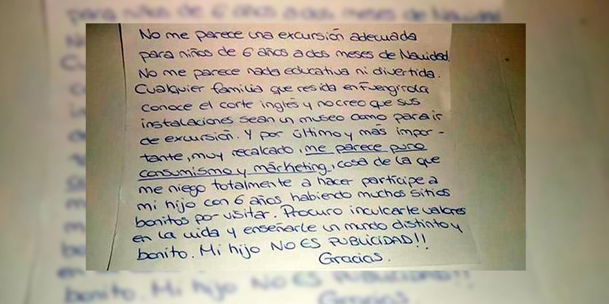 Carta viral por una excursión