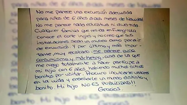 Carta viral por una excursión