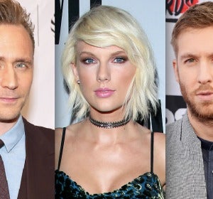 Tom Hiddleston, Taylor Swift y Calvin Harris Tom Hiddleston, Taylor Swift y Calvin Harris