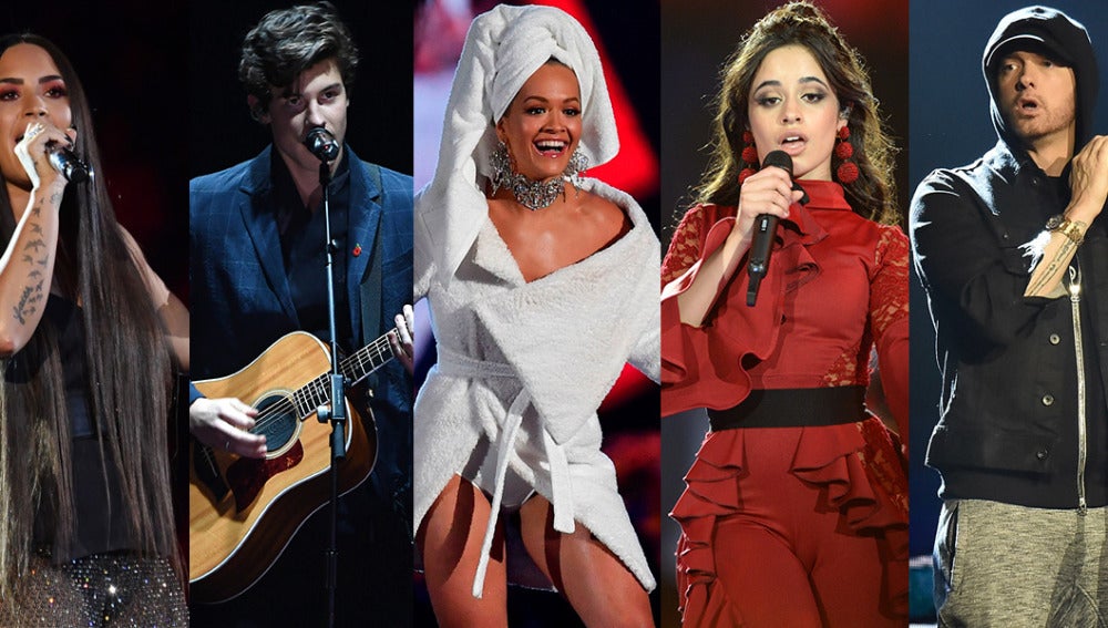 Demi Lovato, Shawn Mendes, Rita Ora, Camila Cabello y Eminem en los MTV EMAs 2017