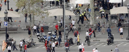 Pelea entre ultras el pasado 12 de octubre en Barcelona