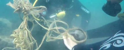 Buceadores voluntarios dedican sus horas libres a limpiar la basura del fondo marino