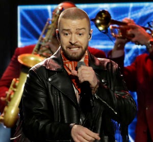 Justin Timberlake durante su actuación en la Super Bowl 2018 Justin Timberlake durante su actuación en la Super Bowl 2018