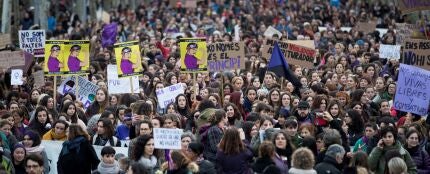 Manifestación feminista por la huelga del 8M de 2018 en España