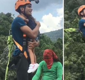 Hace puenting con su hija de 2 años Hace puenting con su hija de 2 años