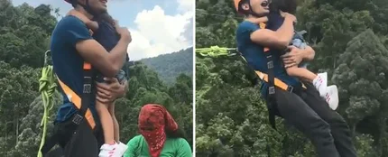 Hace puenting con su hija de 2 años Hace puenting con su hija de 2 años