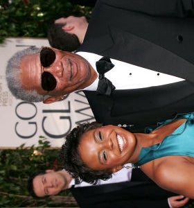 Morgan Freeman con su ahijada E'Dena Hines en Los Globos de Oro Morgan Freeman con su ahijada E'Dena Hines en Los Globos de Oro