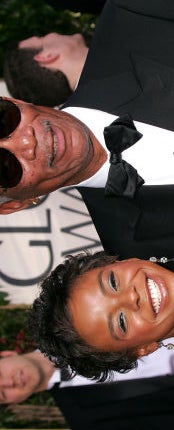 Morgan Freeman con su ahijada E&#39;Dena Hines en Los Globos de Oro 