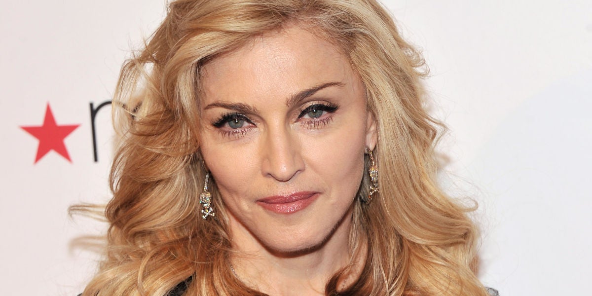 Madonna presentando su nueva fragancia Truth Or Dare' en Nueva York