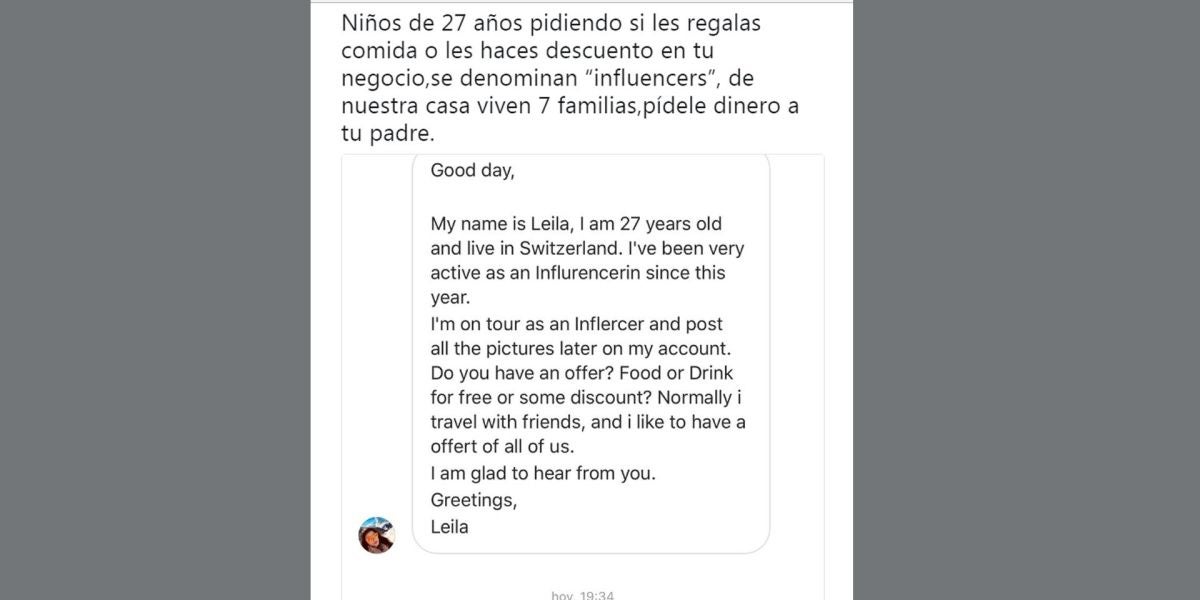 Respuesta de un restaurante a una 'influencer'