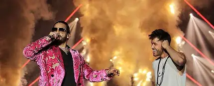 Maluma y Prince Royce durante su actuación en Los Ángeles Maluma y Prince Royce durante su actuación en Los Ángeles