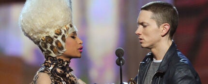 Nicki Minaj y Eminem durante la gala de los Grammy 2011