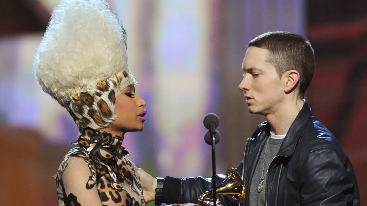 Nicki Minaj y Eminem durante la gala de los Grammy 2011 Nicki Minaj y Eminem durante la gala de los Grammy 2011