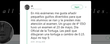 Pidió a sus alumnos que en un examen dibujaran una tortuga y el resultado se ha vuelto viral Pidió a sus alumnos que en un examen dibujaran una tortuga y el resultado se ha vuelto viral