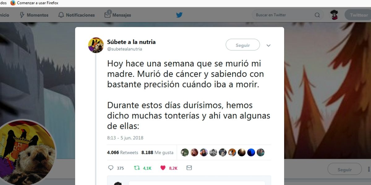 El hilo de Súbete a la nutria
