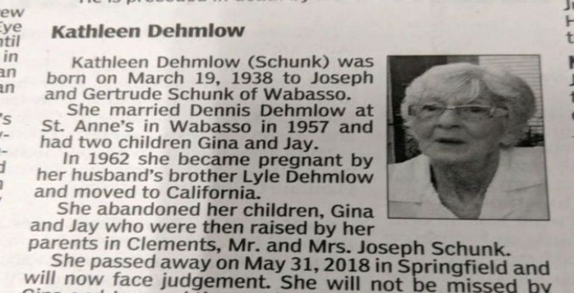 La esquela de Kathleen Dehmlow