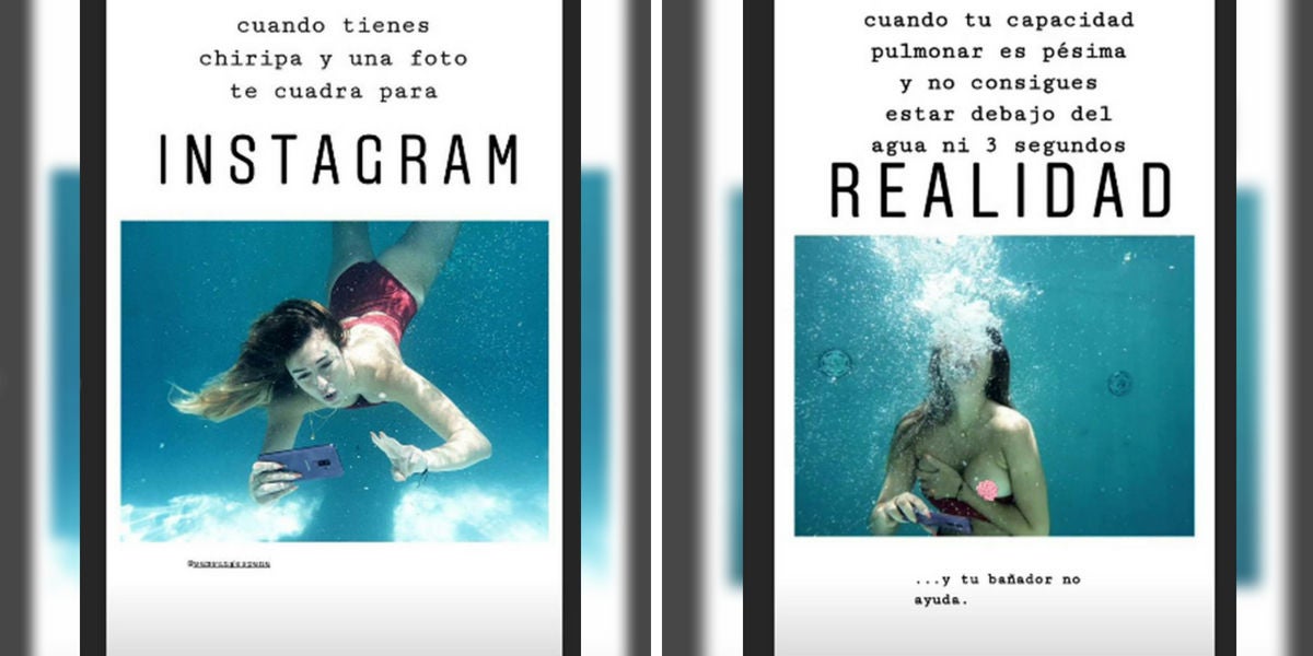 Stories de Blanca Suárez con su foto subacuática