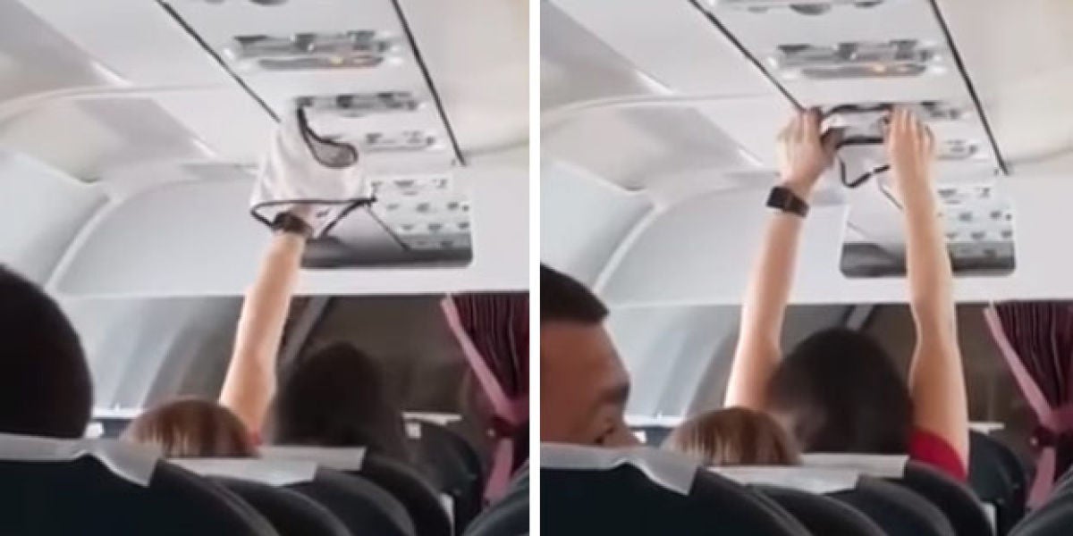 Una pasajera secando las bragas en el aire acondicionado
