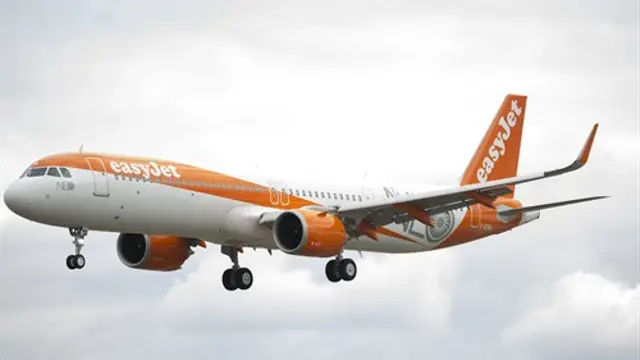 Un avión aribus A321 de la compañía easyJet