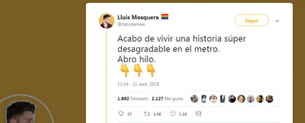 Un usuario de Twitter denuncia una experiencia racista en el metro de Madrid Un usuario de Twitter denuncia una experiencia racista en el metro de Madrid
