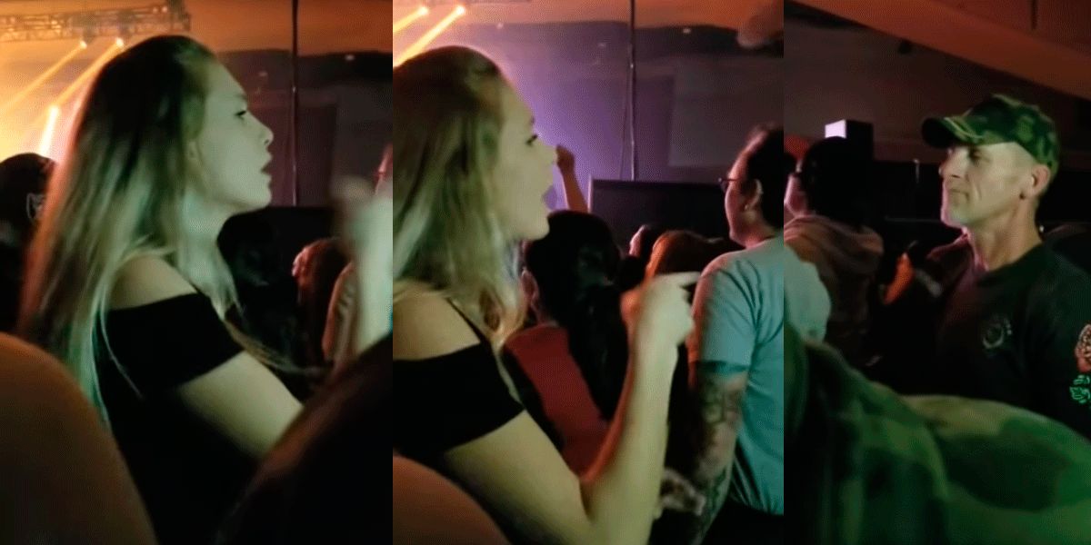 Joven traduciendo al lenguaje de signos las canciones de un concierto