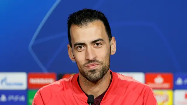 Sergio Busquets, en rueda de prensa en Lyon