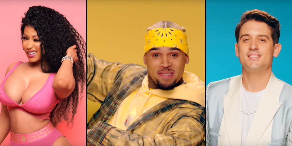 Nicki Minaj, Chris Brown y G-Eazy en el vídeo de 'Wobble Up'