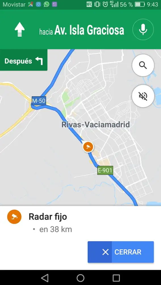 Radar fijo en la aplicación Google Maps Radar fijo en la aplicación Google Maps