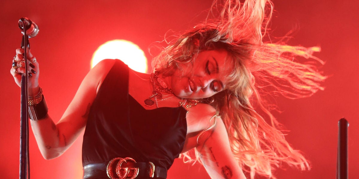 Miley Cyrus durante su concierto en el BBC Big Weekend festival